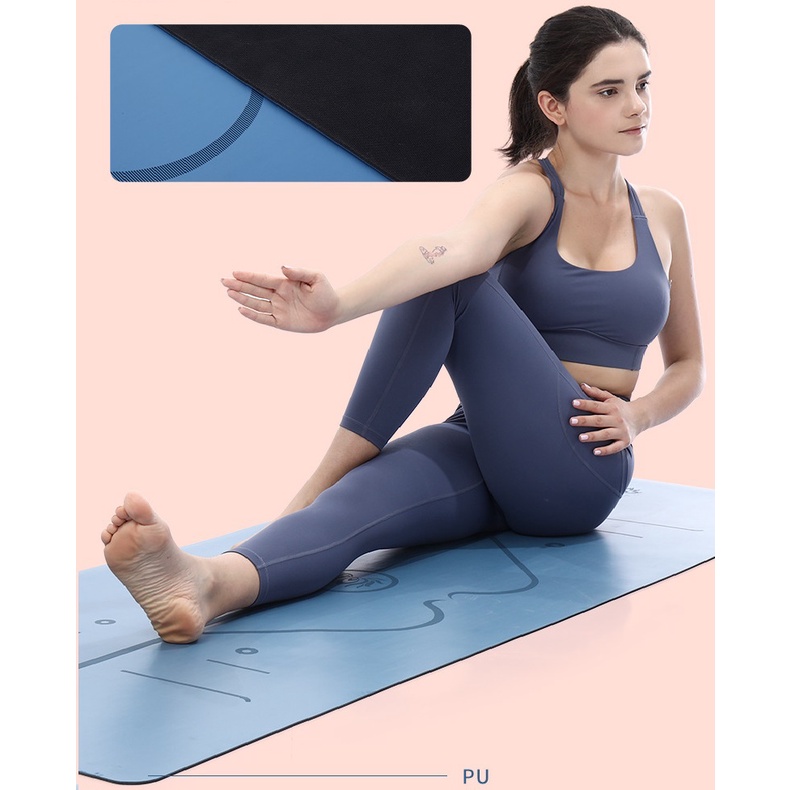 Thảm Tập Yoga Định Tuyến Da PU 5mm Thảm Yoga Tập Gym Cao Cấp + Túi Đựng Thảm và Dây Buộc