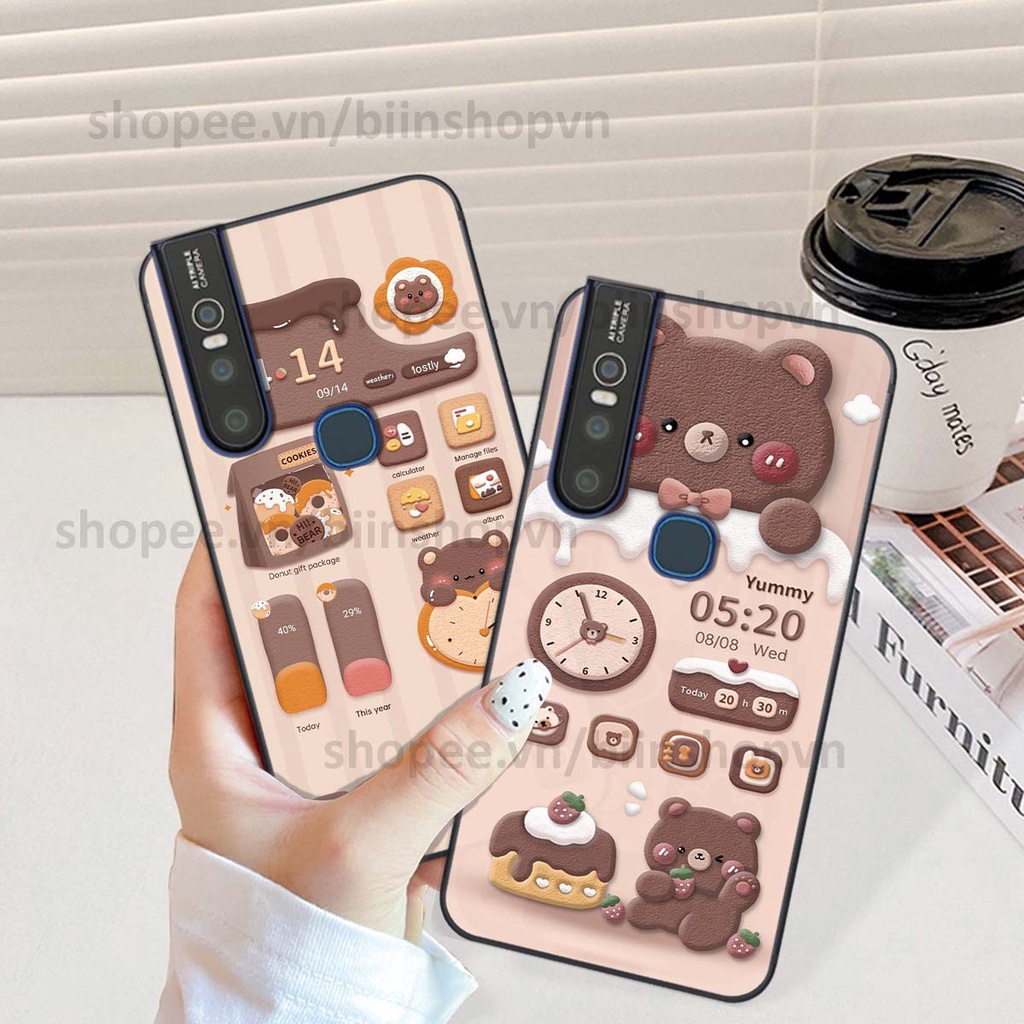 Ốp Vivo V15 / V15 Pro in 3D icon gấu nổi siêu xinh, siêu đáng yêu, cá tính phong cách
