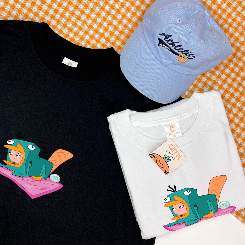 Áo thun unisex hoạt hình PHINEAS & FERB vải cotton oversize tay lỡ form rộng