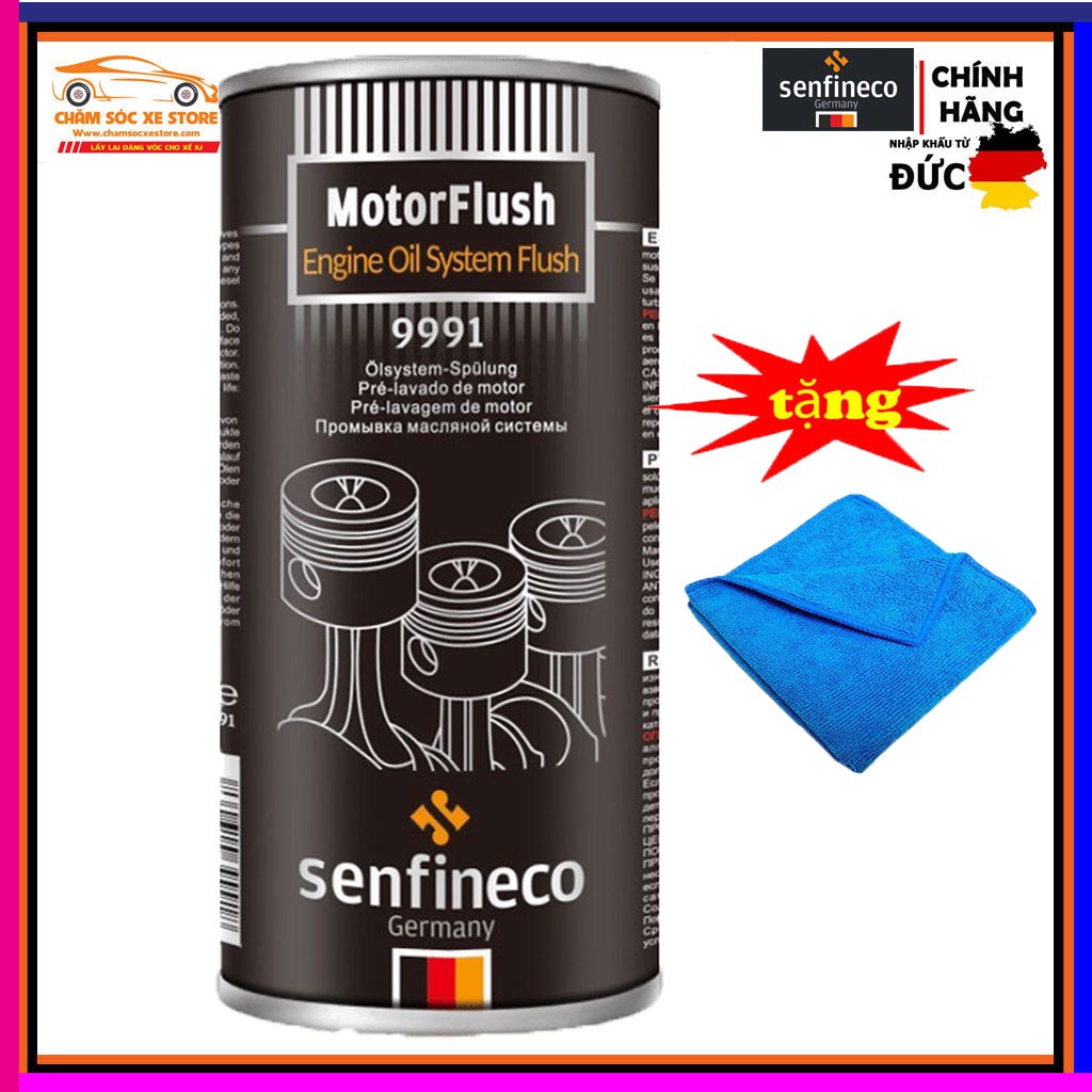 Dung Dịch Súc Rửa Động Cơ Xe Ô tô Senfineco Motor Flush Engine Oil System Flush 9991- 443ml Tặng Khăn