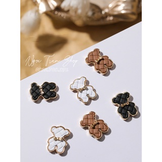 Charm Gấu Da Nơ Cao Cấp Đính Móng