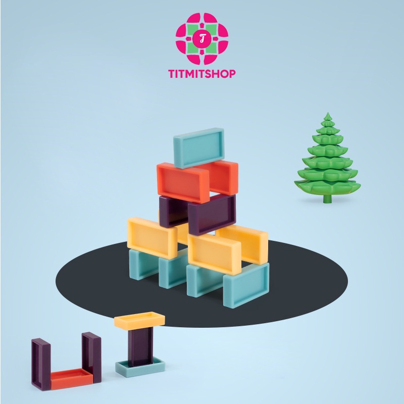 Bộ đồ chơi Domino xe lửa hình con voi khối xây dựng trí tuệ trẻ em lắp ráp tự động - TitMitShop