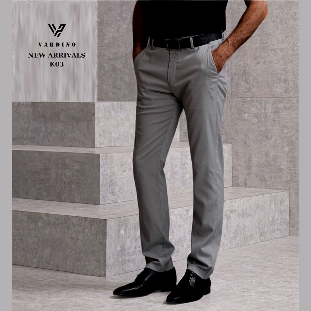 Quần kaki nam trung niên Vardino mỏng nhẹ ống 18 đến 22 kiểu công sở form dáng suông rộng chất mịn màu xanh than K01