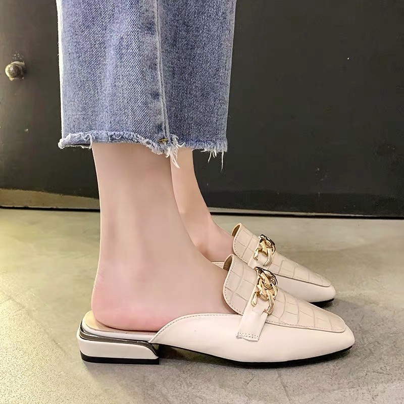 (HÀNG CÓ SẴN) Dép sục da rắn khoá xích BIG SIZE 35-43