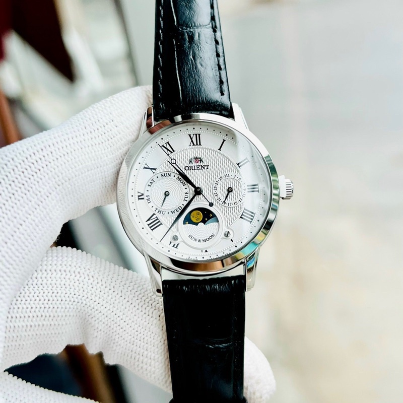 Đồng hồ đôi nam nữ dây da Orient Sun and Moon Gen 3 RA-AK0008S10B