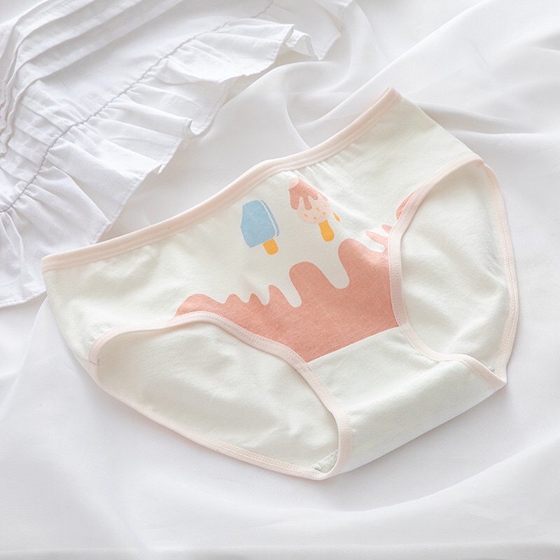 [HS01] 5 Quần lót nữ cotton RC, quần lót học sinh nữ cấp 2, cấp 3 hình kem 35-65kg Maruka Fashion