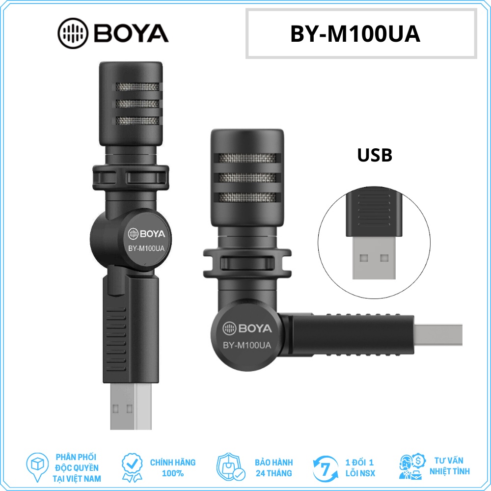 BOYA BY-M100UA - Hàng Chính Hãng - Mic thu âm Mini cổng USB dành cho Laptop Windows và Mac