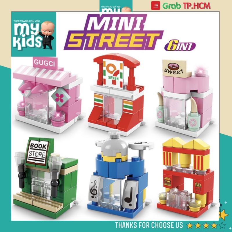 Bộ đồ chơi mô hình lắp ráp KIỂU LEGO CỬA HÀNG TIỆN LỢI BÉ GÁI 6 IN 1 (137 Chi tiết) (6 KIỂU LẮP TRONG 1 HỘP SẢN PHẨM)