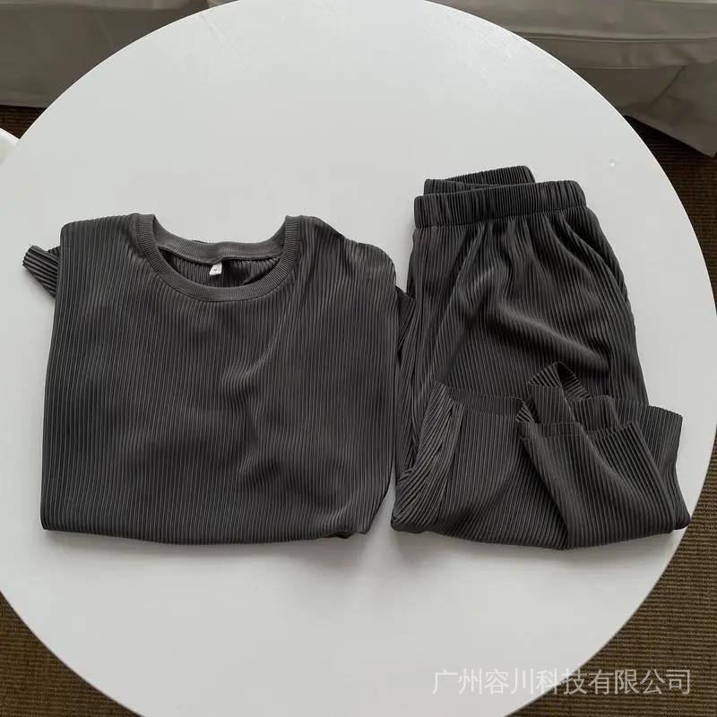 Large size 300 Jin summer thin sports two-piece suit unisex loose short-sleeved shorts casual suit
