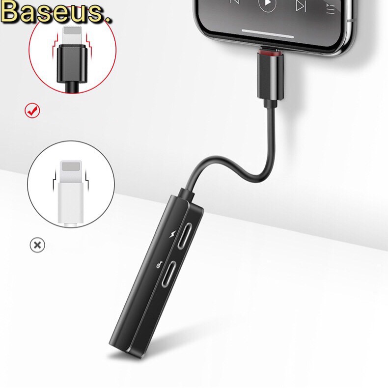 Jack Chuyển đổi tai nghe cho iphone 3 in 1 Vừa Sạc Vừa Nghe vừa có mic chân lightning Baseus L52 | BigBuy360 - bigbuy360.vn