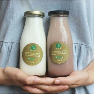 [COMBO 4] Chai Thủy Tinh đựng sữa hạt  300ml nắp Thiết Đen
