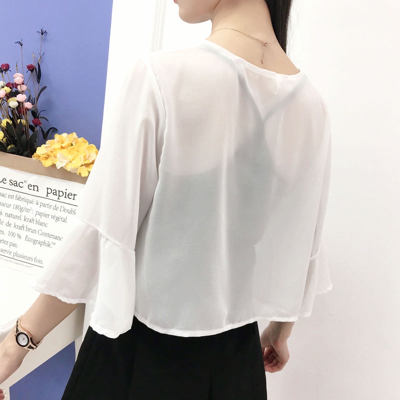 Áo Khoác Voan Mỏng Ngắn Tay Chống Nắng Thời Trang Mùa Hè Dành Cho Nữ