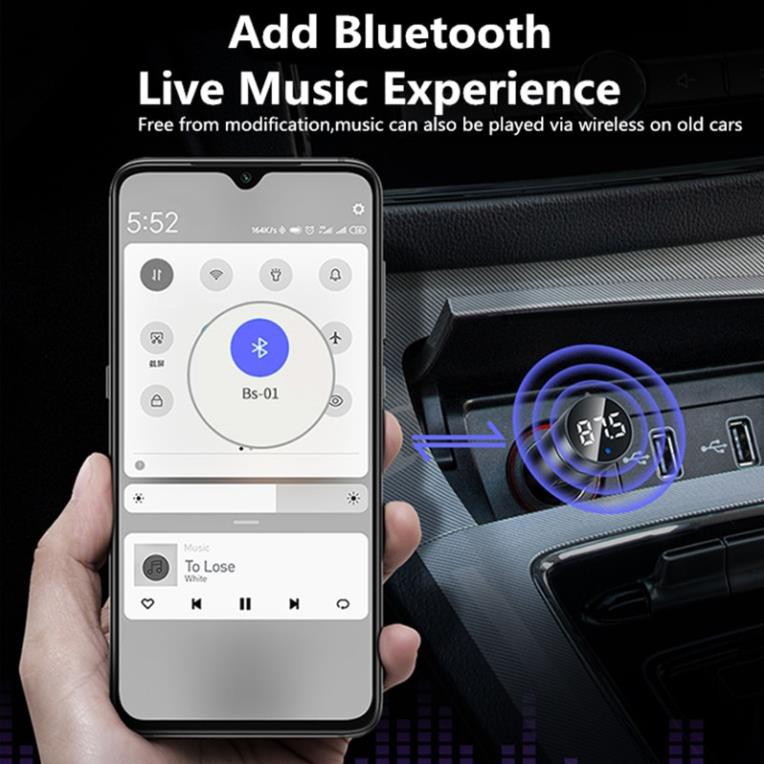 Bộ Sạcc BASEUS Không Dây Sạc Nhanh 3.1A Nghe Nhạc MP3 Bluetooth FM Âm Thanh AUX Rảnh Tay Cho Xe Hơi