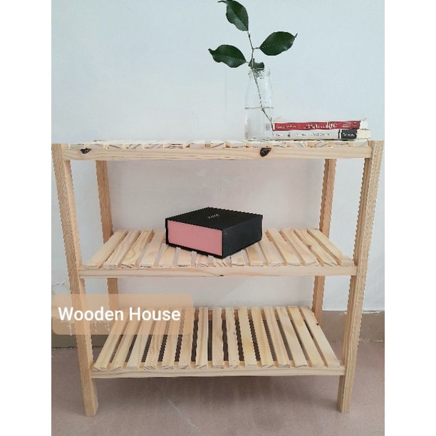 ✗ KỆ GIÀY GỖ 3 TẦNG SIZE 60CM - 3T60 THÔNG MÀU TỰ NHIÊN