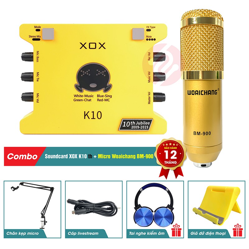 Combo Hat Livestream XOX K10 Bản Tiếng Anh + Kèm Mic Woaichang BM-900