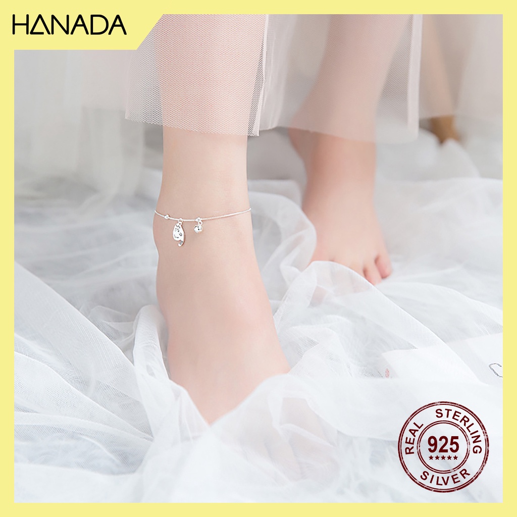 Lắc Chân Bạc Cao Cấp 925 Hanada Trang Sức Thời Trang Vòng Chân Mèo Chuông Đơn Giản 0195