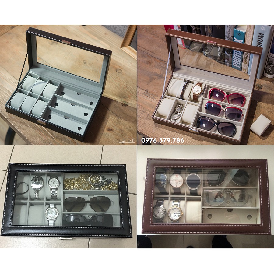 Hộp đựng 6 đồng hồ + 3 kính