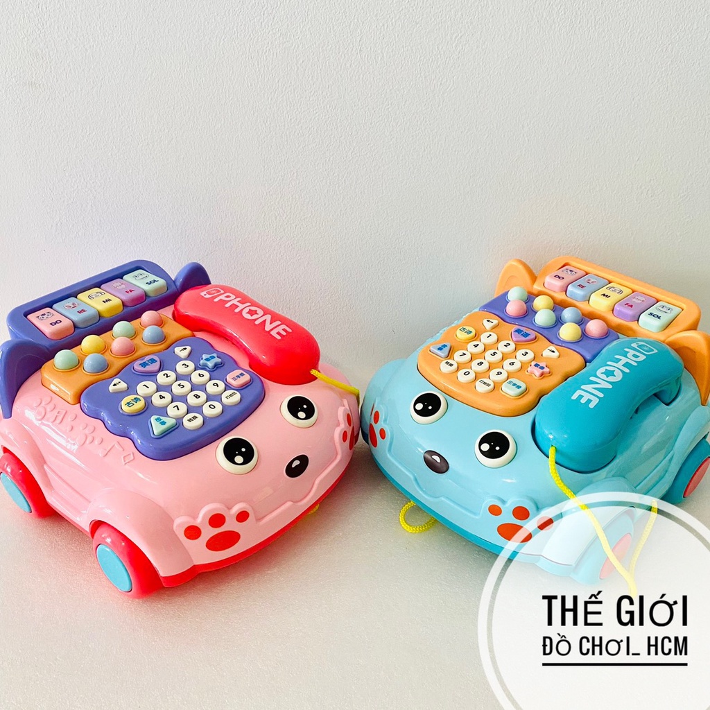 [HOT-CHẤT LƯỢNG] Đồ chơi điện thoại bàn có đèn nhạc, có bánh xe siêu to  dành cho bé trai bé gái thích mô hình xe ô tô