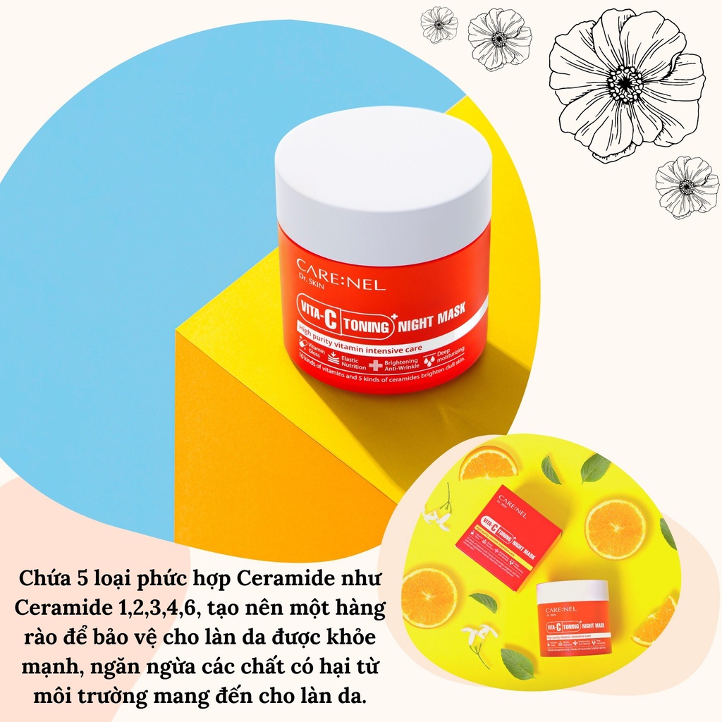 Mặt nạ ngủ sáng da dưỡng ẩm Care:Nel Vita C Toning+ Night Mask 80ml