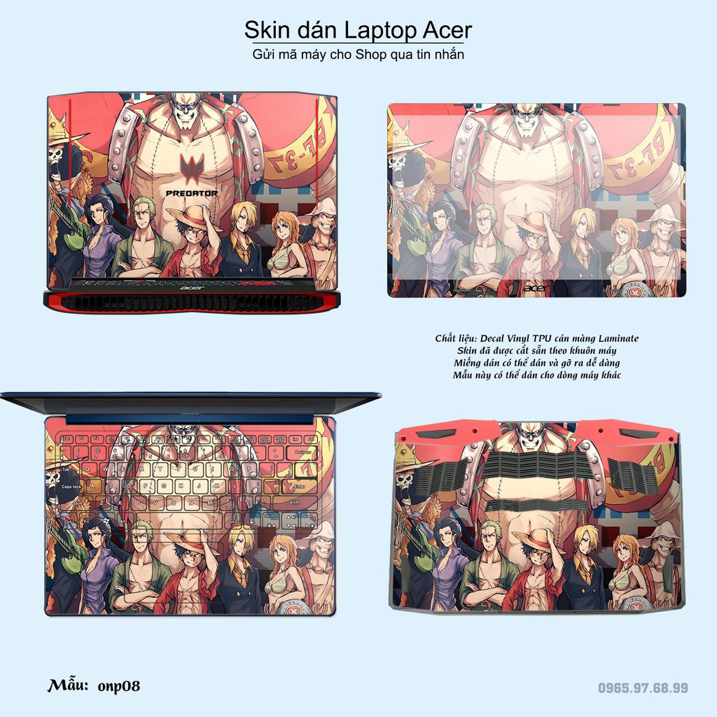 Skin dán Laptop Acer in hình One Piece _nhiều mẫu 6 (inbox mã máy cho Shop)