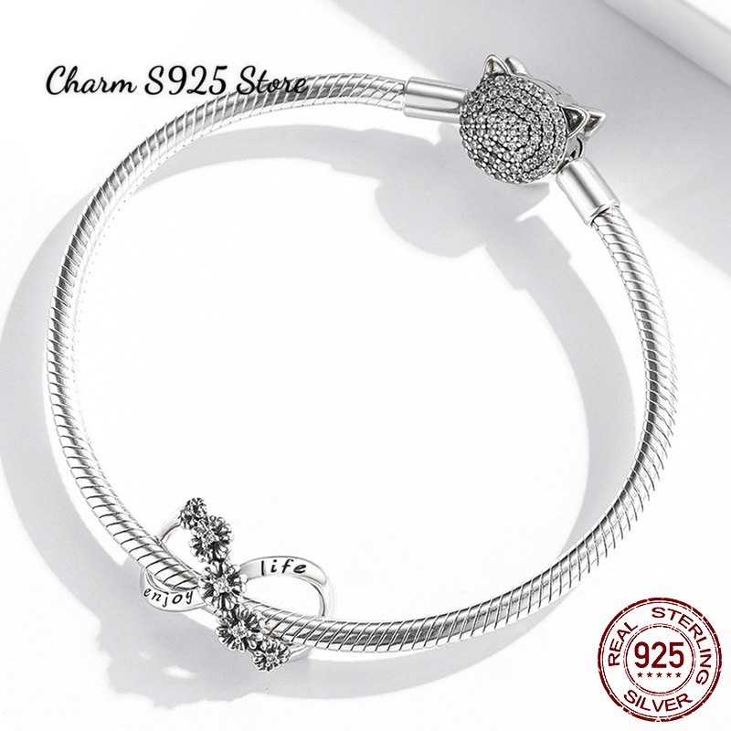 CHARM VÔ CỰC ĐÍNH HOA CÚC BẠC S925 HÀNG CAO CẤP CHÍNH HÃNG