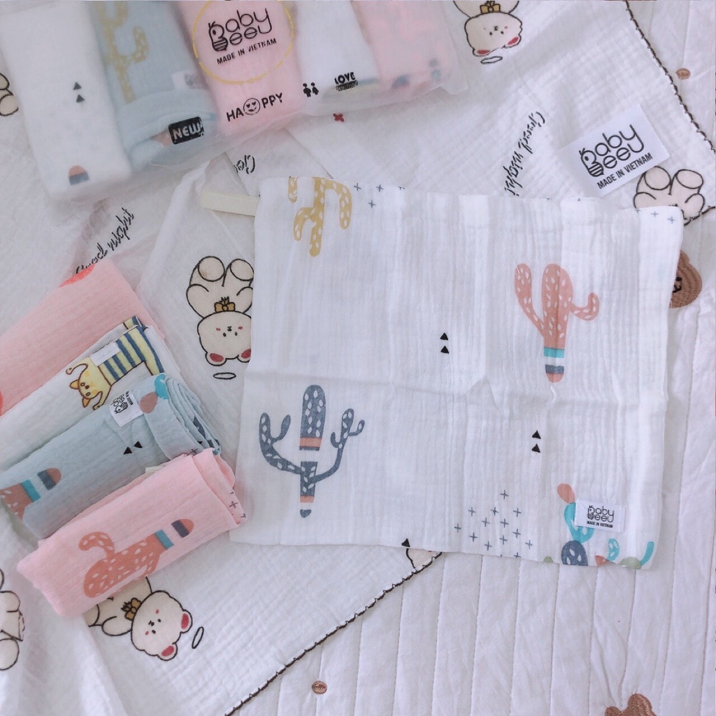 Khăn sữa sợi tre BabyBee vải sợi tre Organic cao cấp cho trẻ sơ sinh set 5 chiếc1