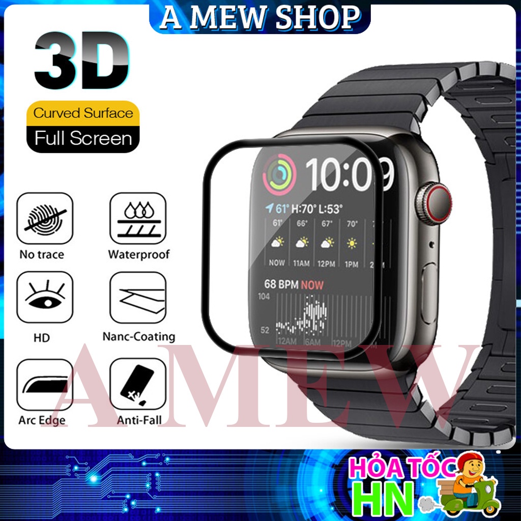 Cường lực 3D full màn cho A.p.p.l.e W.a.t.c.h đồng hồ thông minh iWatch Series 1/2/3/4/5/6/SE size 38mm 40mm 42mm 44mm