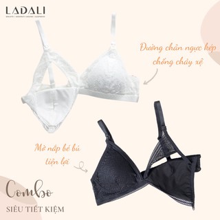 Combo 2 Áo Lót Cho Con Bú Sau Sinh Ren Mềm Nhẹ Không Gọng Chính Hãng Ladali