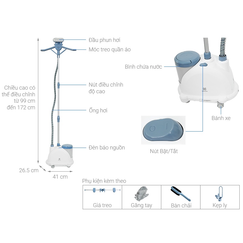 Bàn ủi đứng Electrolux E5GS1-55DB 1300W - Smart House