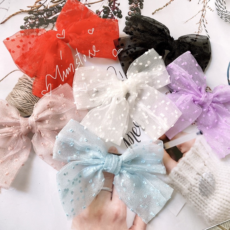 Kẹp tóc nữ nơ voan tuyết TÍM STORE phong cách hàn quốc sang đẹp