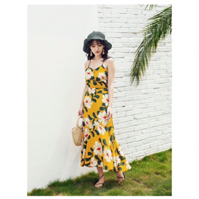 Đầm maxi 2 dây hở lưng màu xinh hottrend | BigBuy360 - bigbuy360.vn