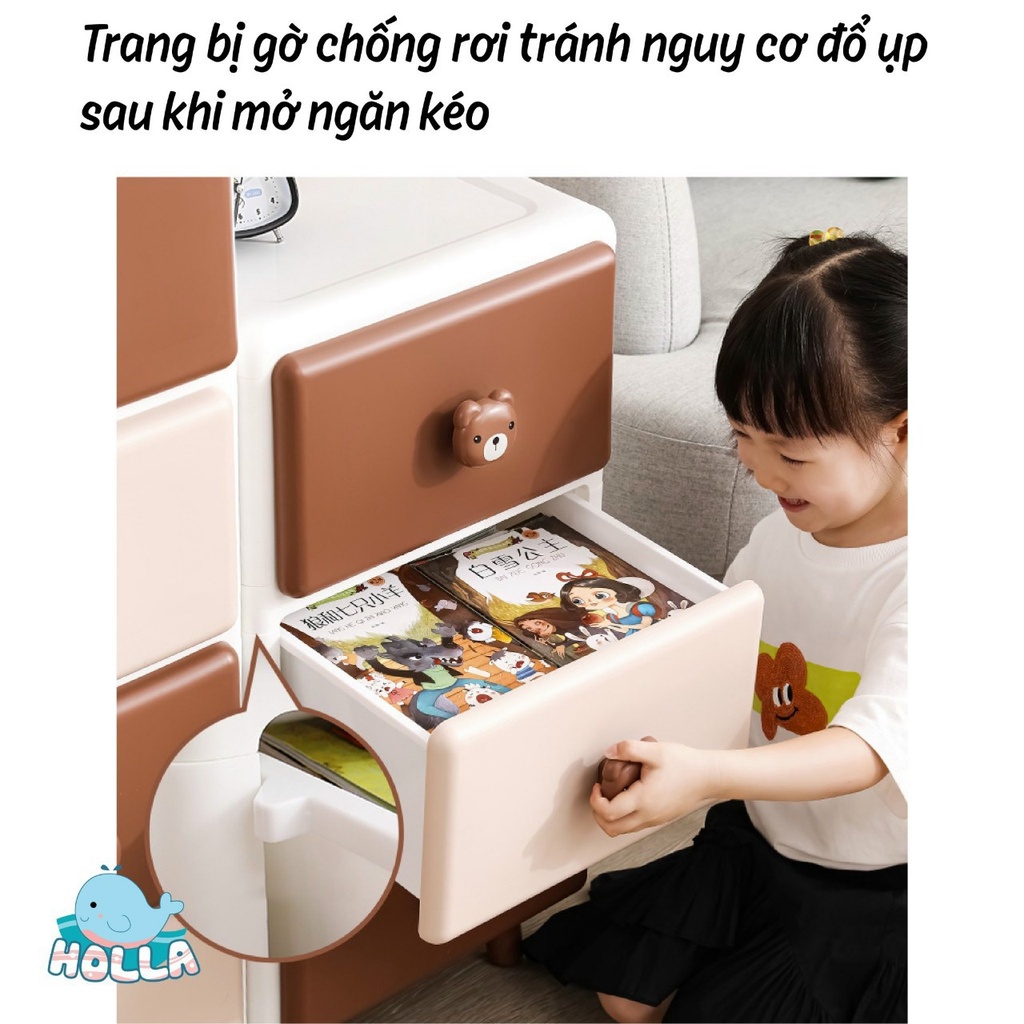 Tủ nhựa ngăn kéo Holla 3-4-5 tầng đựng quần áo, bỉm sữa thỏ hồng Cony cho bé