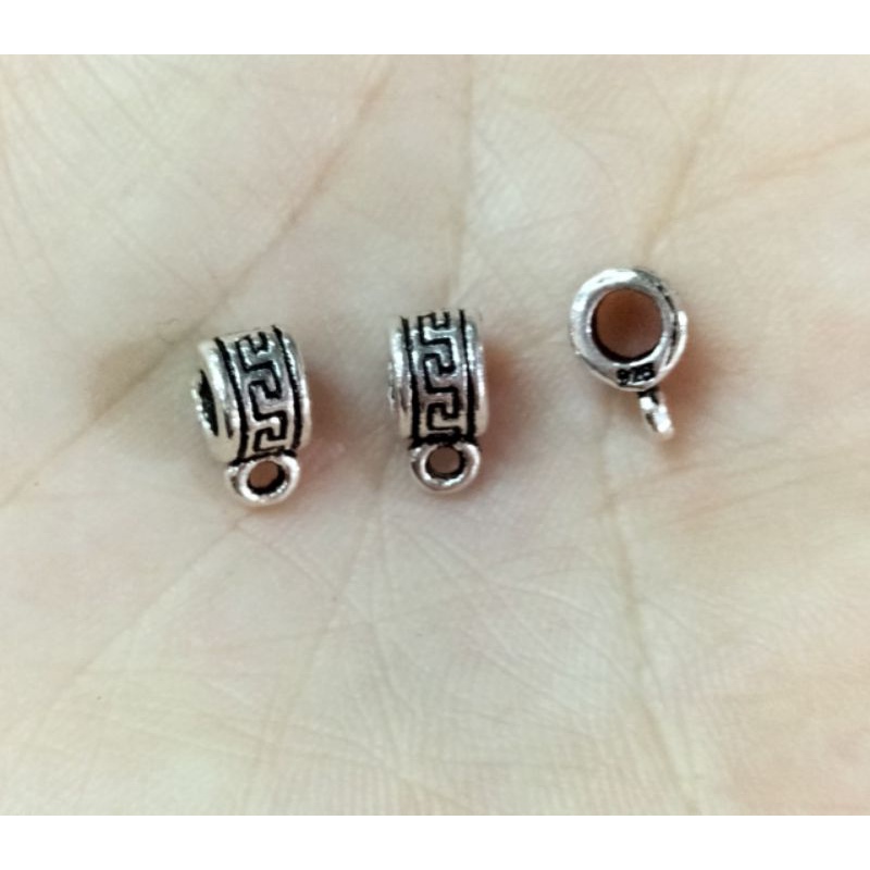 Ống lùa khắc chữ Vạn có móc treo phụ kiện bạc 925 vĩnh viễn bảo hành