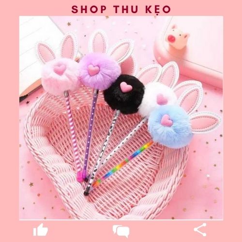 Đồ dùng học tập ⚡ FREESHIP ⚡ Bút bi đầu thỏ bông dễ thương, bút ngộ nghĩnh, cute