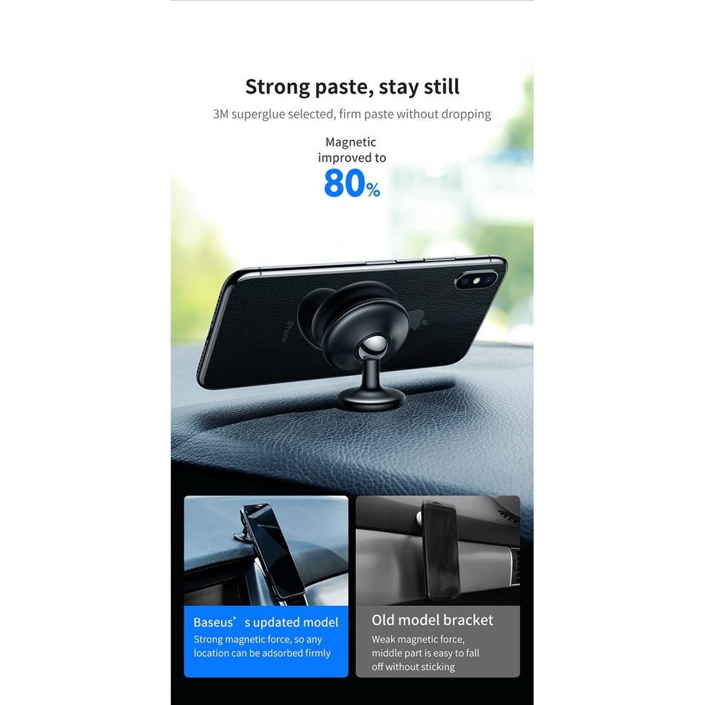 Giá giữ điện thoại 360 độ bằng nam châm trong xe hơi Baseus Star Ring Magnetic Car Bracket | BigBuy360 - bigbuy360.vn