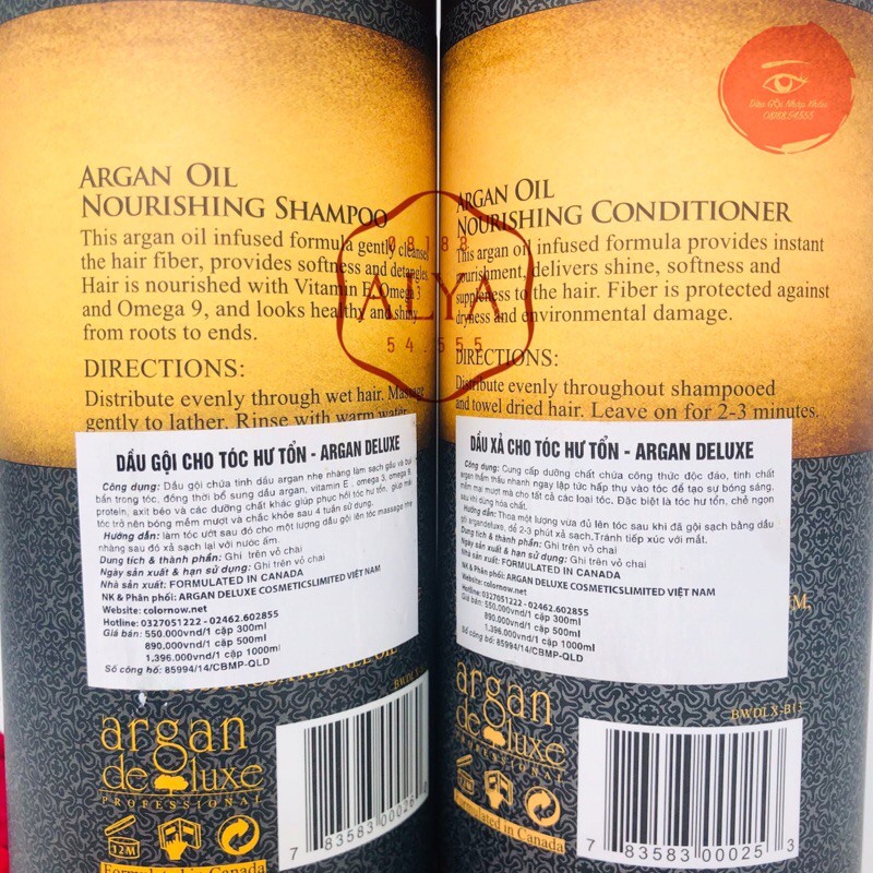 Cặp dầu gội xả ARGAN OIL DELUXE 1000ML HƯƠNG NƯỚC HOA ️️HÀNG CHÍNH HÃNG . ALYA