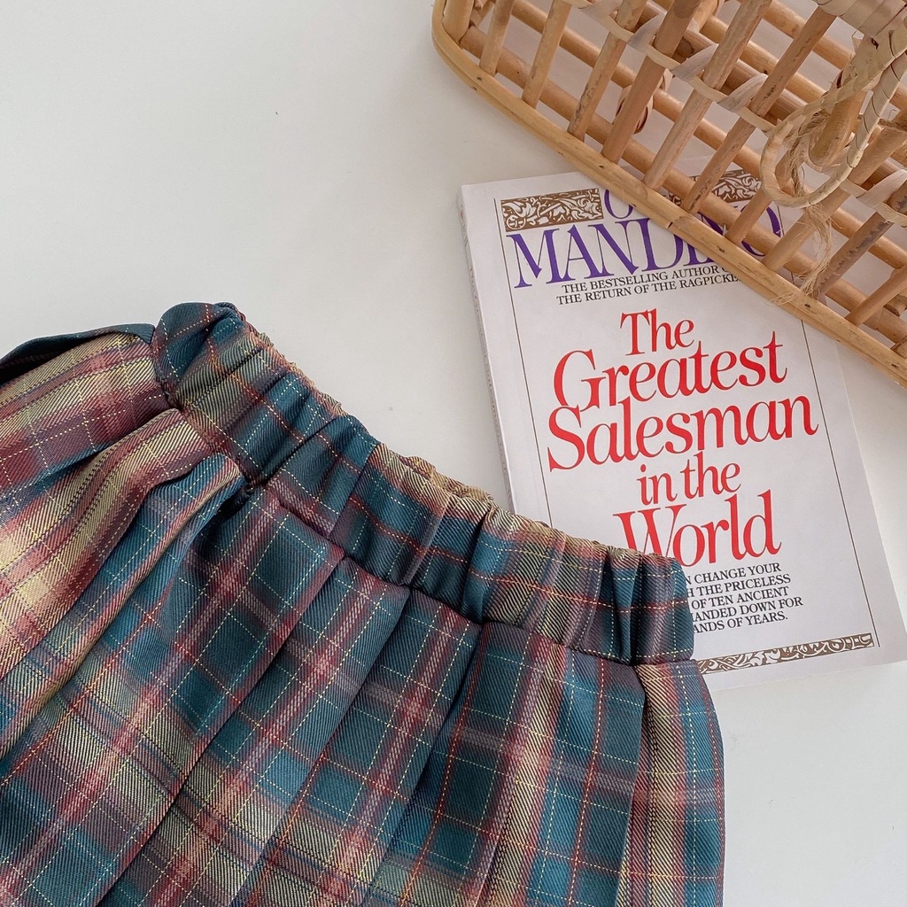 SG091 - Set áo váy học sinh thuỷ thủ kèm nơ sz 90-140 , sơ mi trắng, chân váy caro, thời trang hàn quốc thu đông 2022