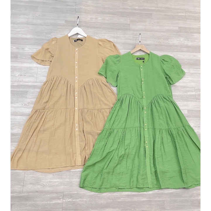 Váy bb suông cúc dọc xoè 3 tầng 2 lớp