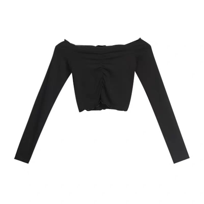 Áo Thun Trễ Vai Dài Tay Cổ Chữ A Thời Trang Sành Điệu Cho Nữ