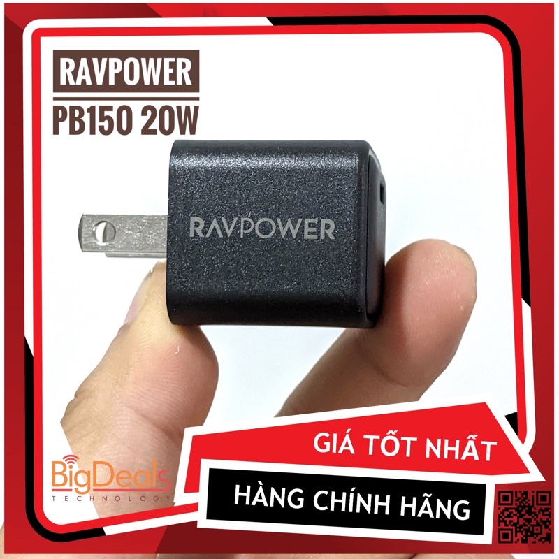 Củ sạc nhanh Ravpower 1 cổng 20W PD RP-PC150 | BigDeals VN