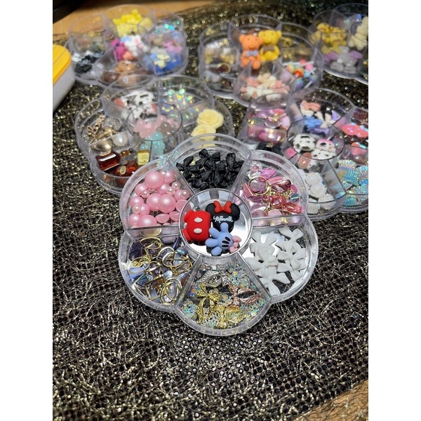 Charm đính móng làm nail siêu dễ thương,Khay mix các charm phụ kiện nail