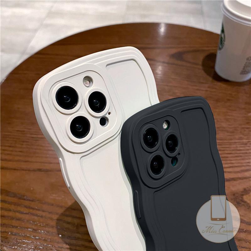 Ốp Điện Thoại Màu Kẹo Trơn Viền Lượn Sóng Chống Sốc Cho iPhone 11 XR 7 8 Plus 12 13 Pro MAX X XS MAX 7Plus 8Plus