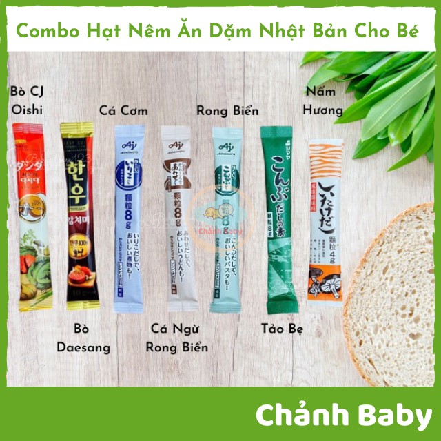 Combo 7 Gói Lẻ Hạt Nêm Cho Bé Ăn Dặm Nội Địa Nhật (Date: 2021-2022)