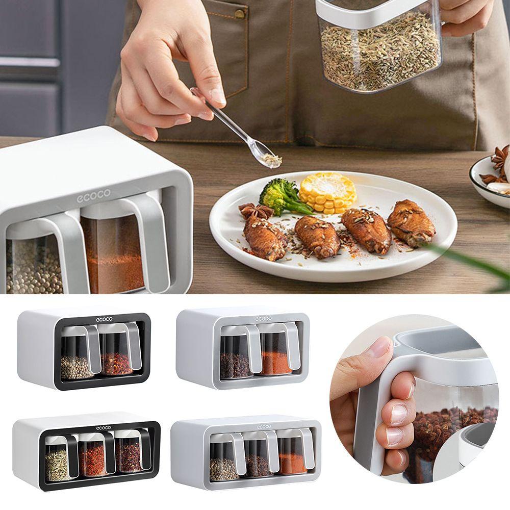 CONOPERY Hộp Đựng Gia Vị Nhiều Ngăn Kèm Muỗng Tiện Dụng Cho Nhà Bếp