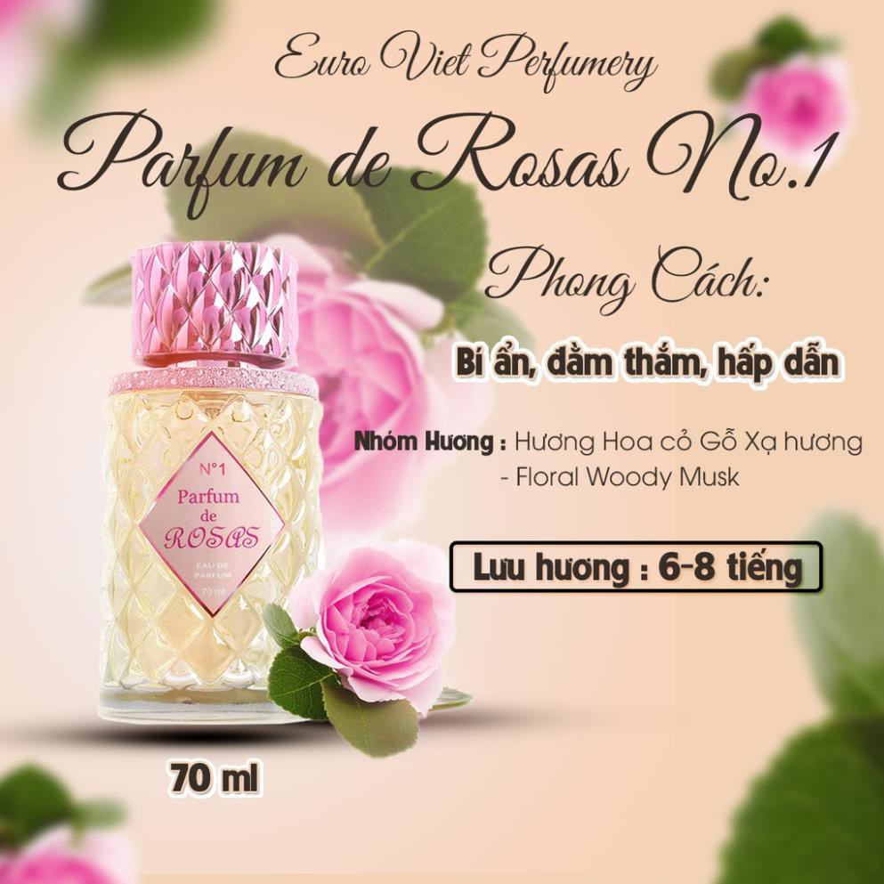 [Hoàn Xu Xtra]  Nước hoa nữ PARFUM DE ROSAS No.1 (70ml) - Hương Hoa cỏ Gỗ Xạ hương.
