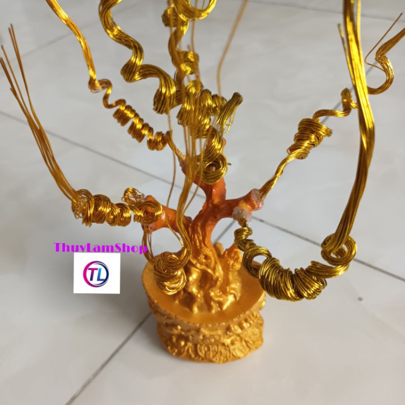 Gốc cây thỏi vàng đế đúc thư pháp long phụng sum vầy làm cây cành vàng lá ngọc, cây tài lộc