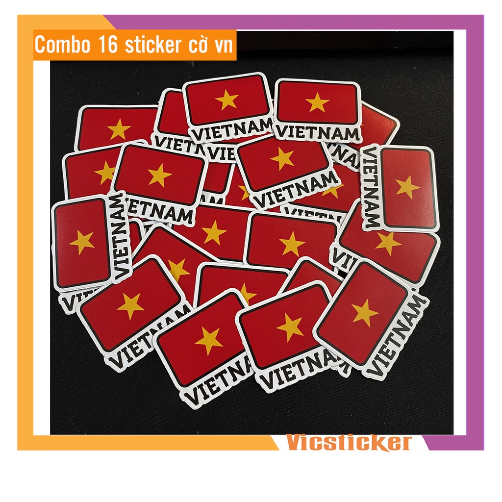 Combo 16 hình dán là cờ .