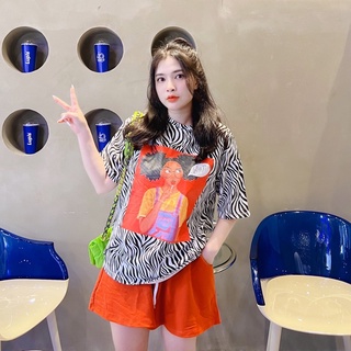 Set đùi áo vằn quần cam 🍑