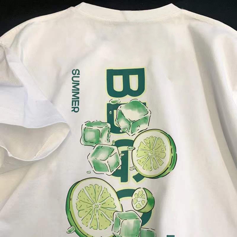 Áo thun HIIXIIVI 100% cotton tay ngắn cổ tròn in họa tiết thời trang mùa hè phong cách Hàn Quốc dành cho nữ 2022