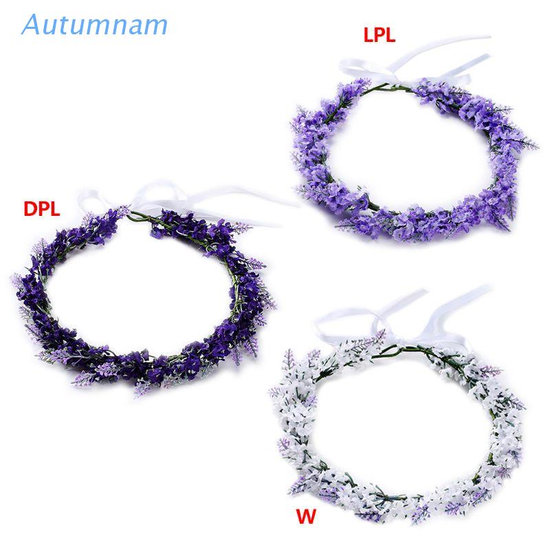 Vòng hoa oải hương giả đội đầu thời trang cho nữ
